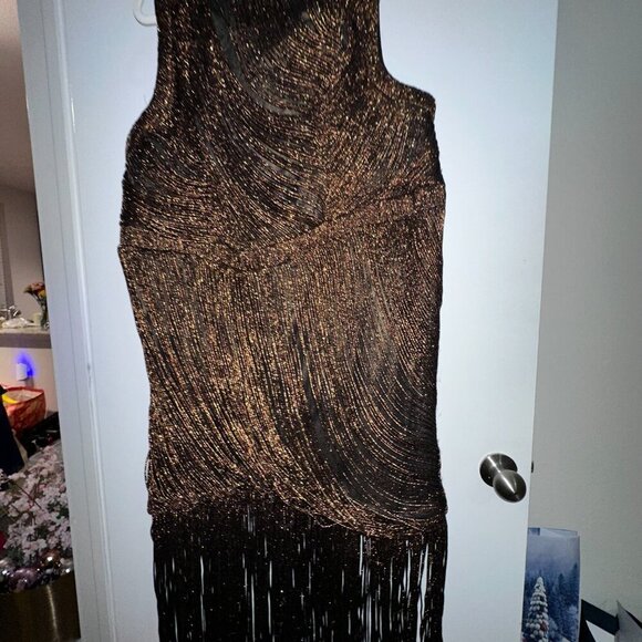 Anthropologie - PLUS SIZE Gold and brown dress - Picture 4 of 7